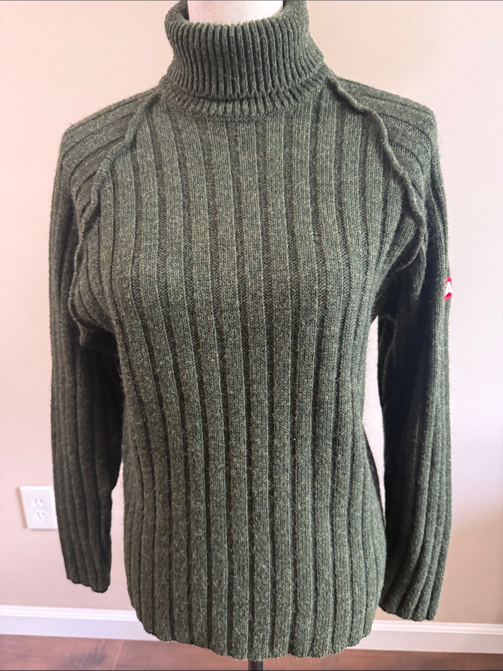 Wool Blend Ribbed Olive Turtleneck Sweater Size Small
